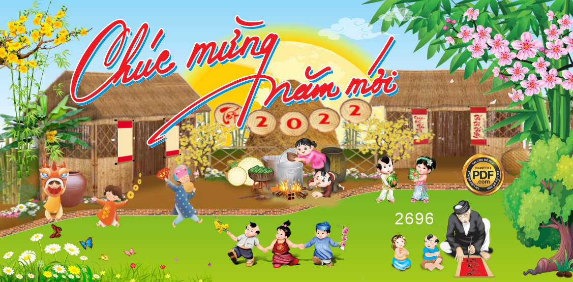 Market chúc mừng năm mới 2022 tết làng quê và ông đồ