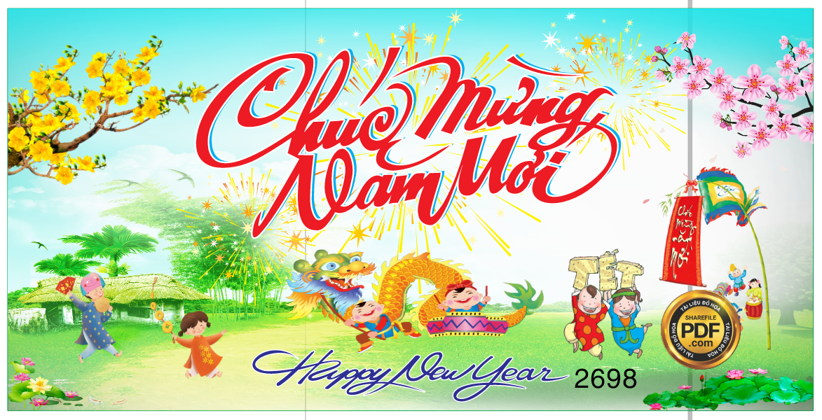 Market chúc mừng năm mới 2022 happy new year cảnh đồng quê