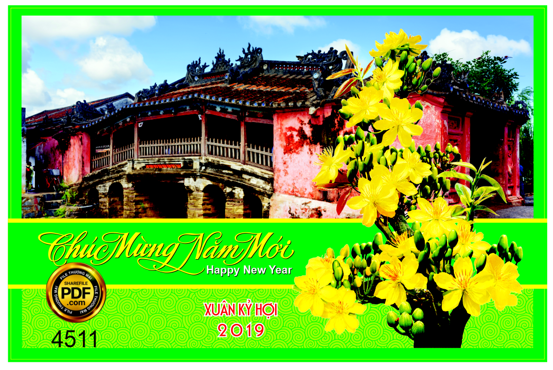 Market CHÚC MỪNG NĂM MỚI Tp Hội An nền xanh lá