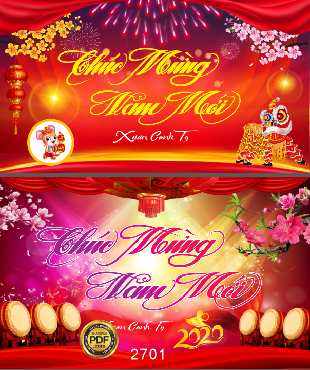 Market chúc mừng năm mới xuân canh tý pháo hoa và sân khấu