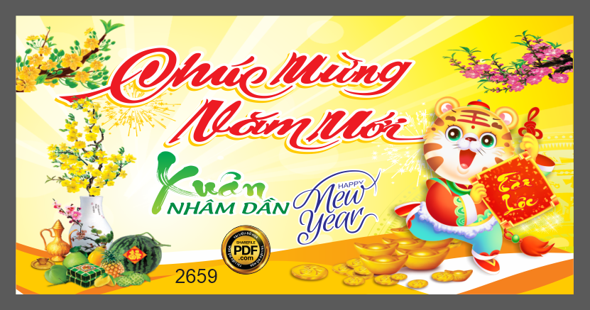 Market chúc mừng năm mới xuân Nhâm Dần tone vàng file CDR