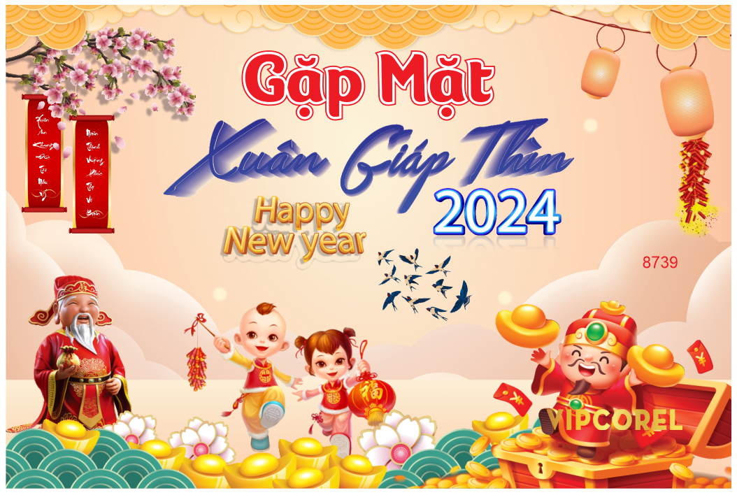 Backdrop gặp mặt xuân giáp thìn 2024 #70 file corel