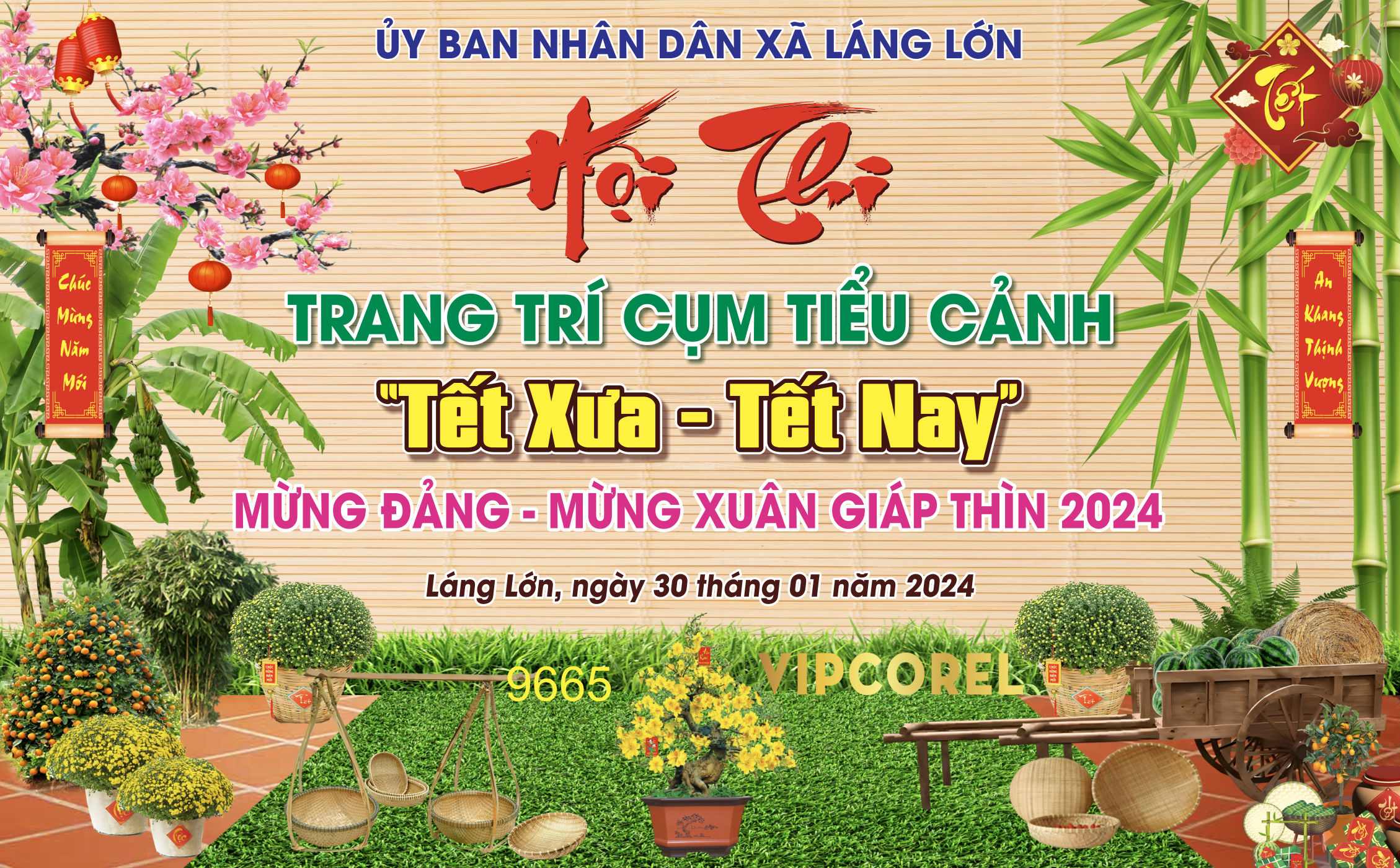 Market Hội thi trang trí cụm tiểu cảnh tết vector