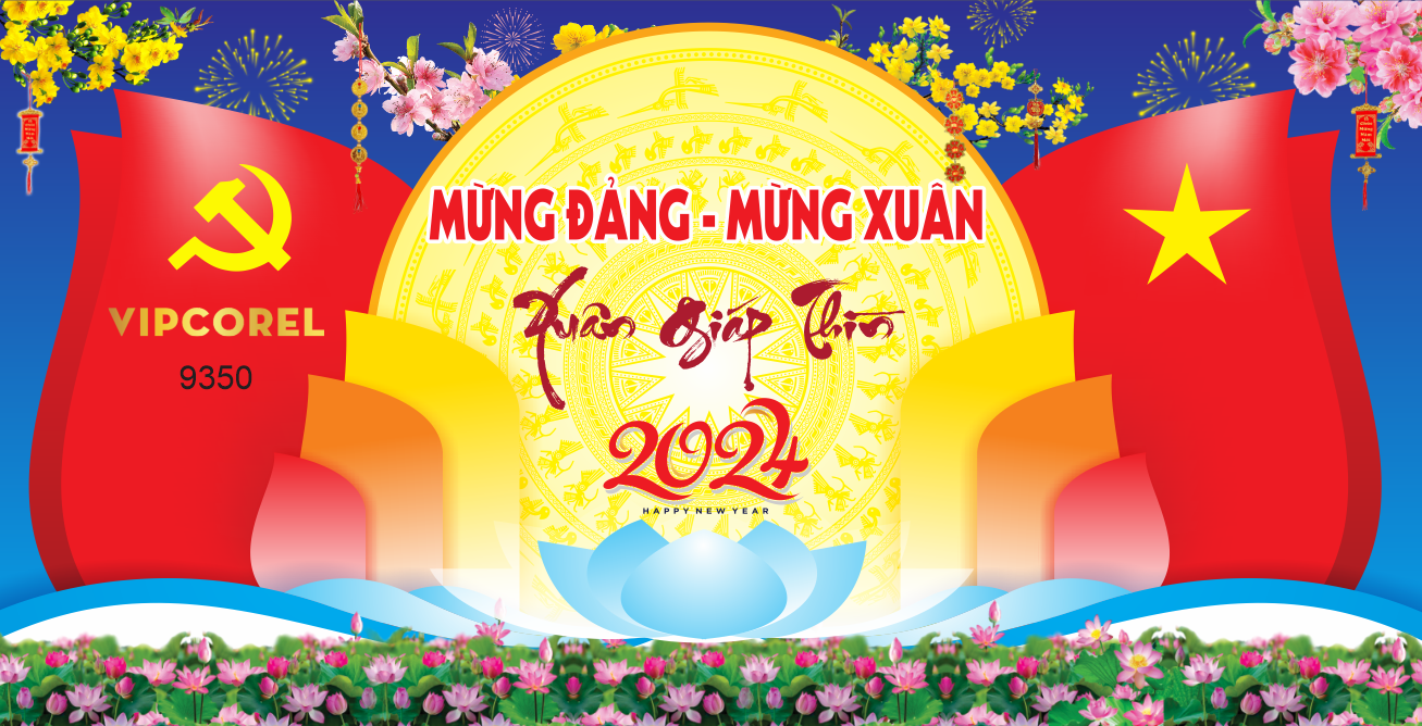 Backdrop Mừng Đảng Mừng Xuân 2024 vector file corel