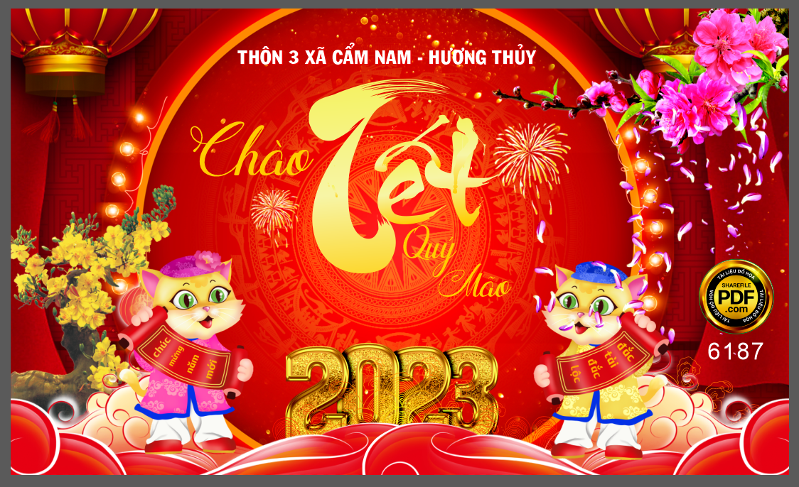 Backdrop chào Tết Quý Mão thôn 3 xã Cẩm Nam