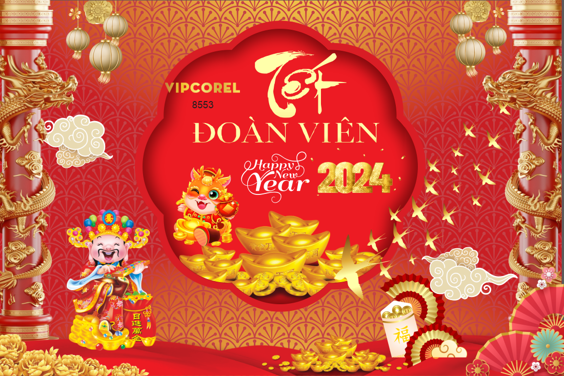 Backdrop Tết đoàn viên 2024 #2 file vector corel
