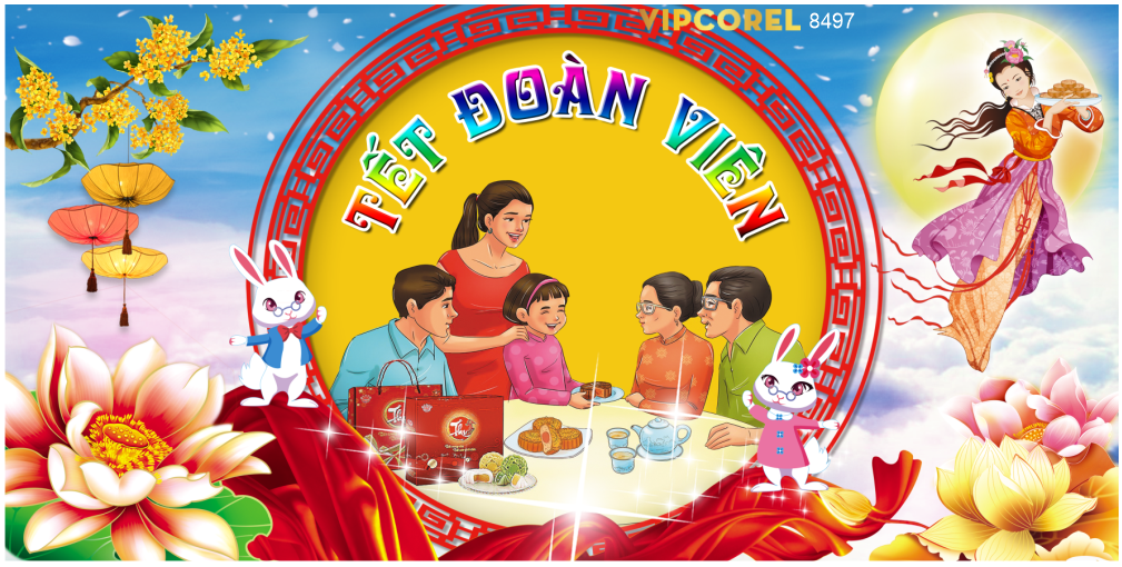 Backdrop Tết đoàn viên 2024 file vector corel