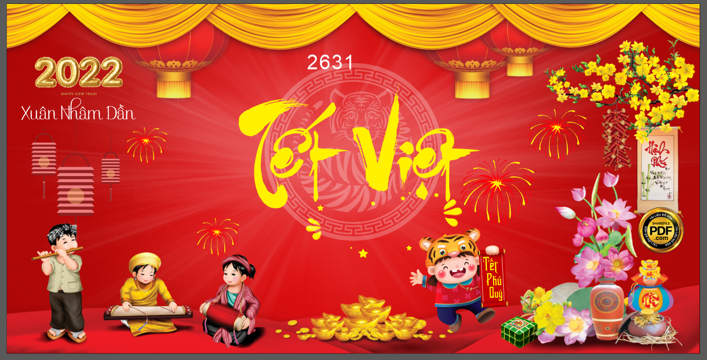 Market backdrop sân khấu Tết việt 2022 xuân Nhâm Dần