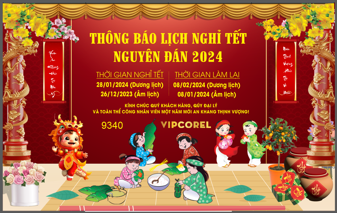 Market thông báo lịch nghỉ tết nguyên đán 2024 vector