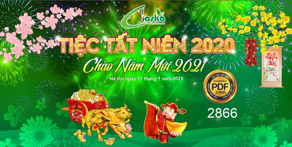 Backdrop tiệc tất niên chào năm mới 2021 alaska file corel
