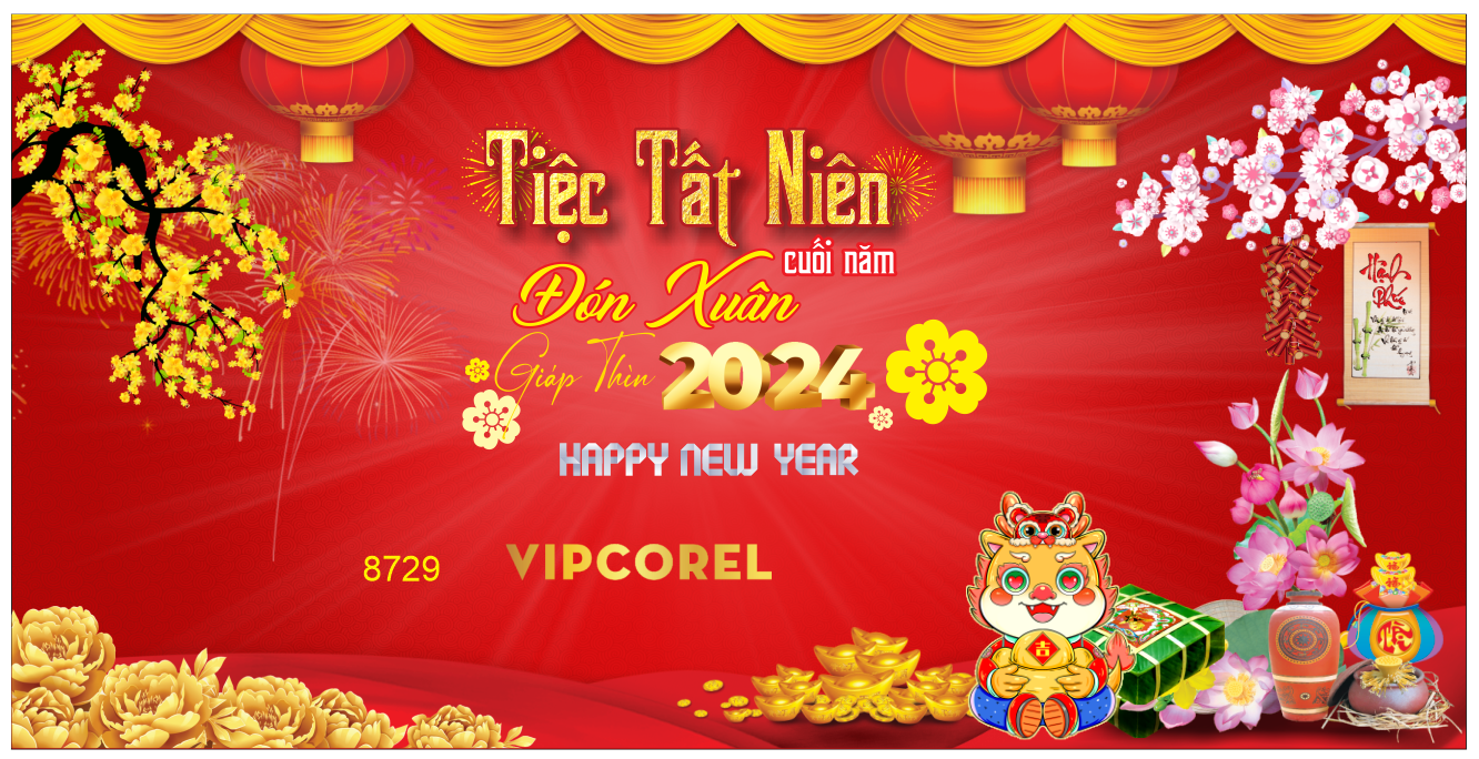 Backdrop tiệc tất niên đón xuân Giáp Thìn 2024 #60