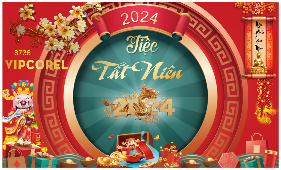 Backdrop Tiệc tất niên 2024 #67 file corel