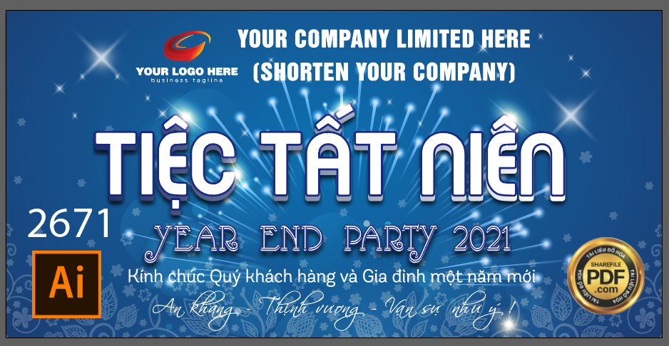 Market tiệc tất niên year end party 2021 file illustrator