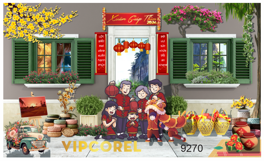 Tranh tiểu cảnh tết 2024 #5 file vector corel