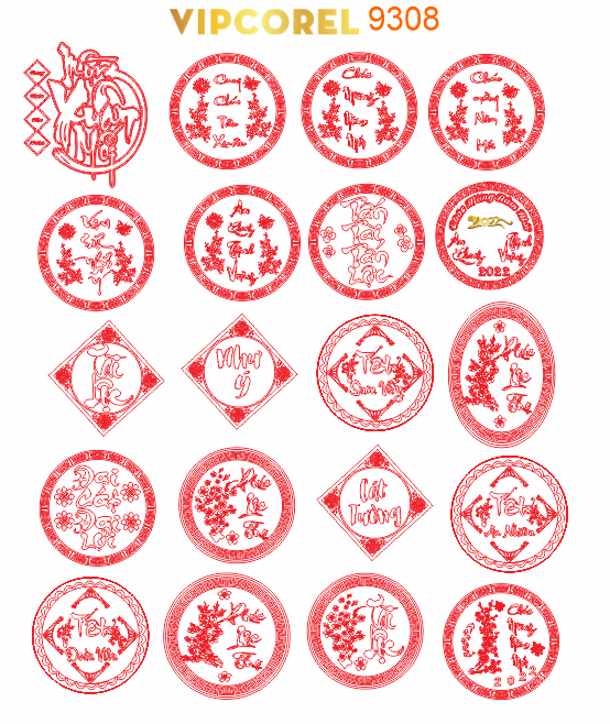 Bộ vector khắc laser dưa hấu tết 2024