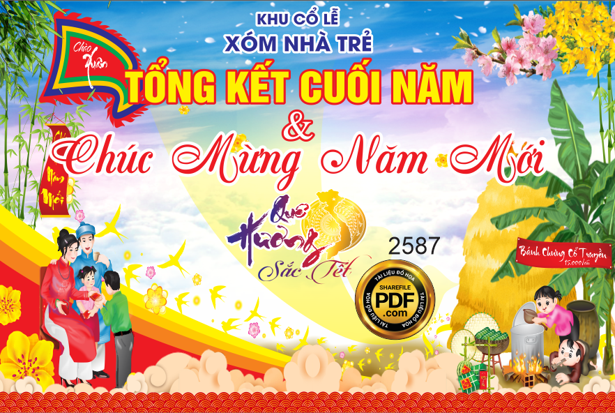 Market Quê hương sắc tết chào mừng năm mới file CDR