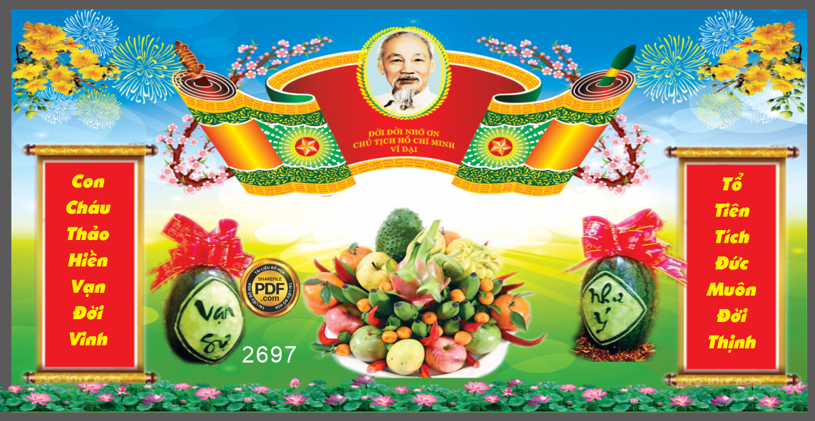 Market tranh mâm ngũ quả ngày tết treo phòng thờ file CDR