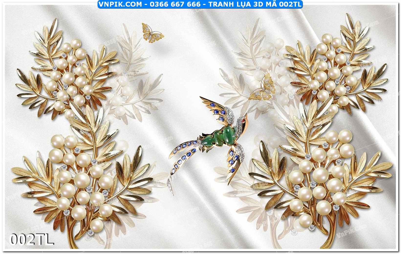 Tranh lụa 3D – Tranh trang trí dán tường 002TL