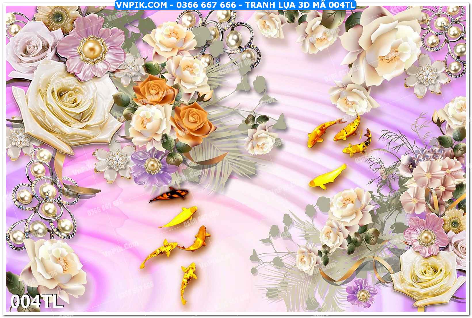 Tranh lụa 3D – Tranh trang trí dán tường 004TL