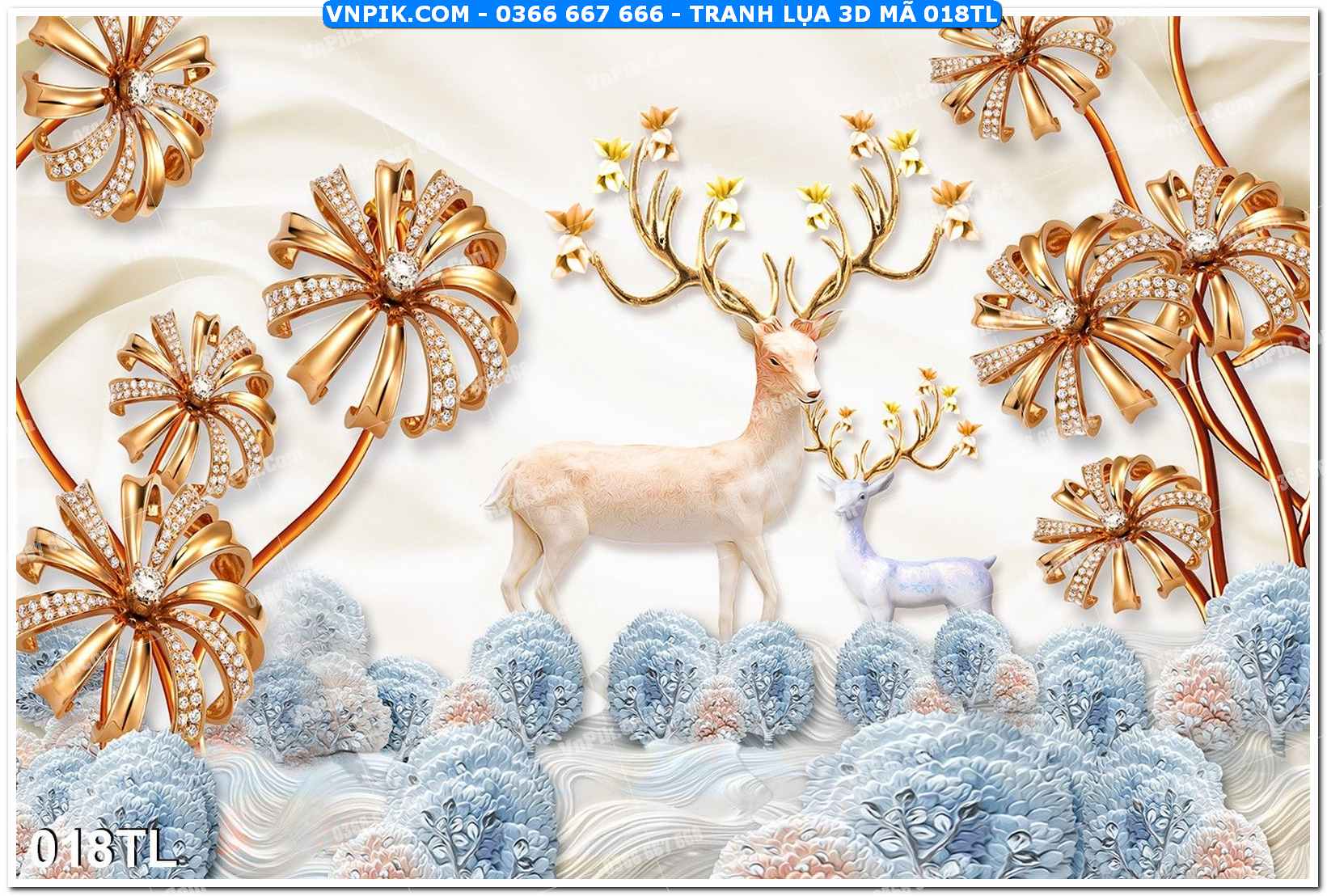 Tranh lụa 3D – Tranh trang trí dán tường 018TL