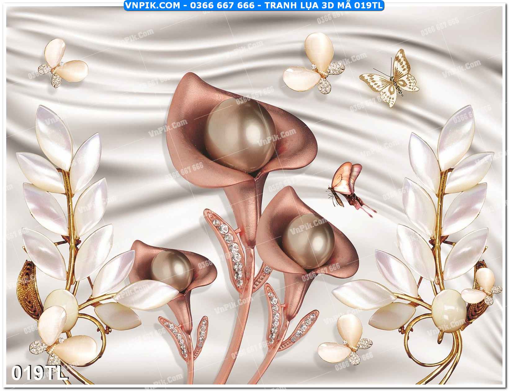 Tranh lụa 3D – Tranh trang trí dán tường 019TL