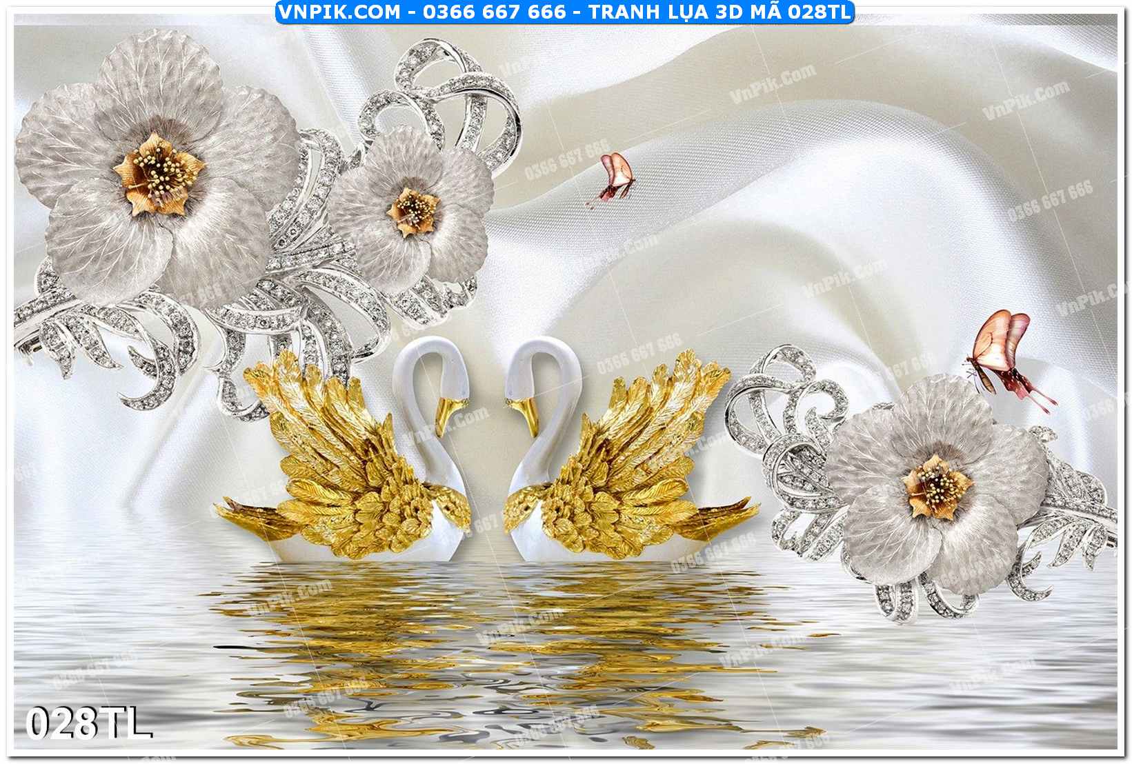 Tranh lụa 3D – Tranh trang trí dán tường 028TL