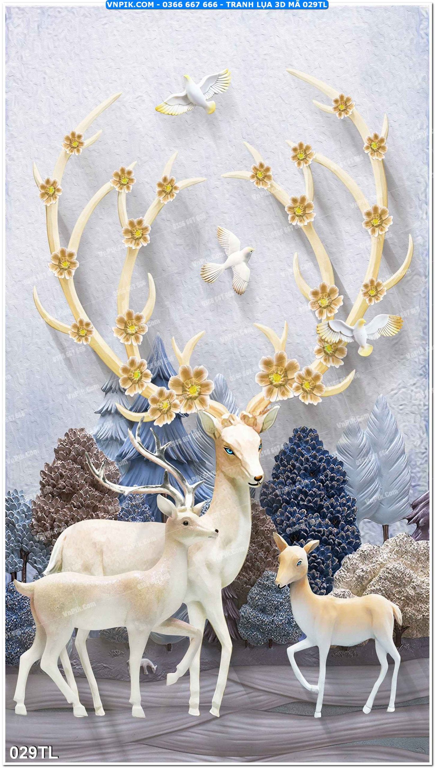 Tranh lụa 3D – Tranh trang trí dán tường 029TL