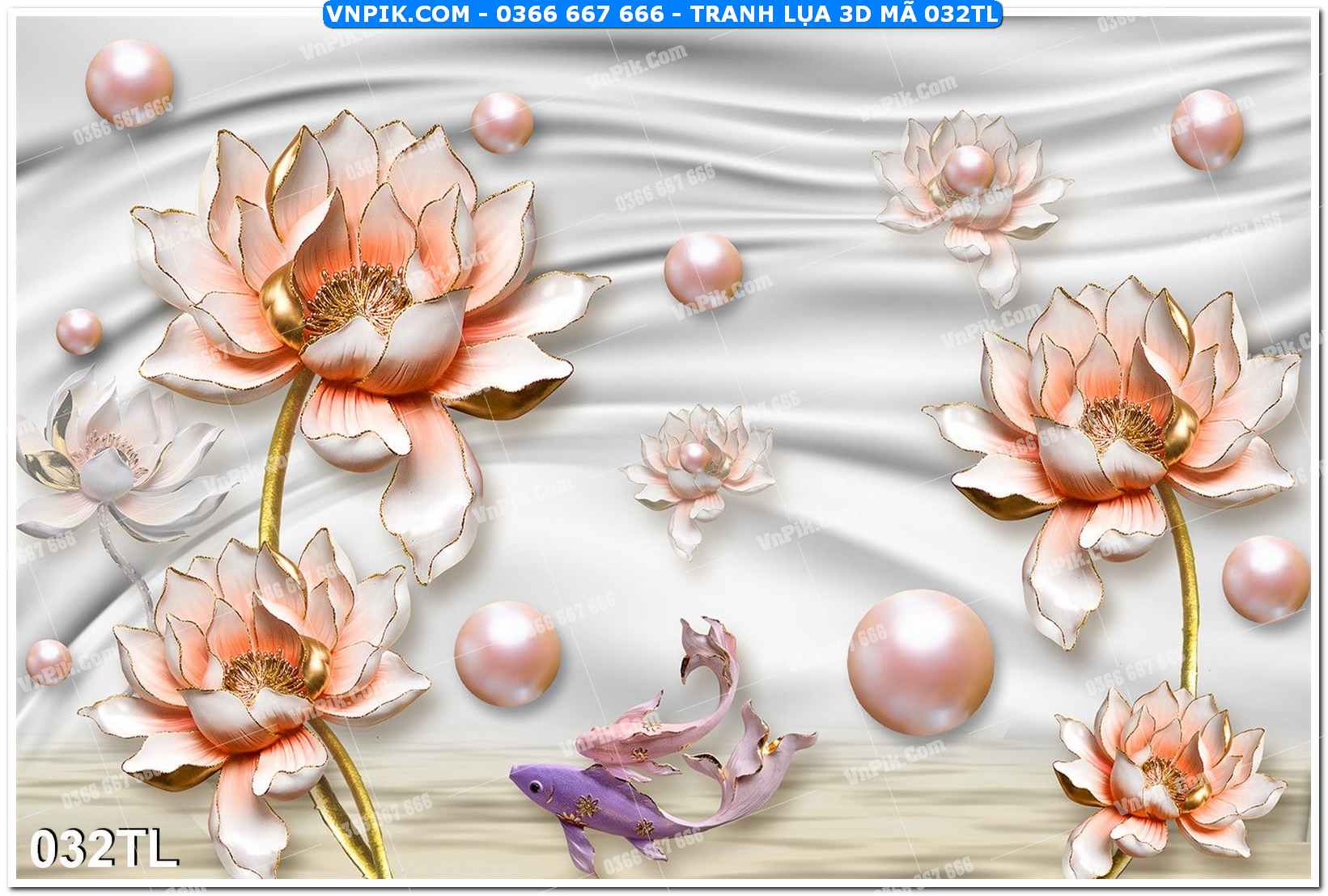 Tranh lụa 3D – Tranh trang trí dán tường 032TL