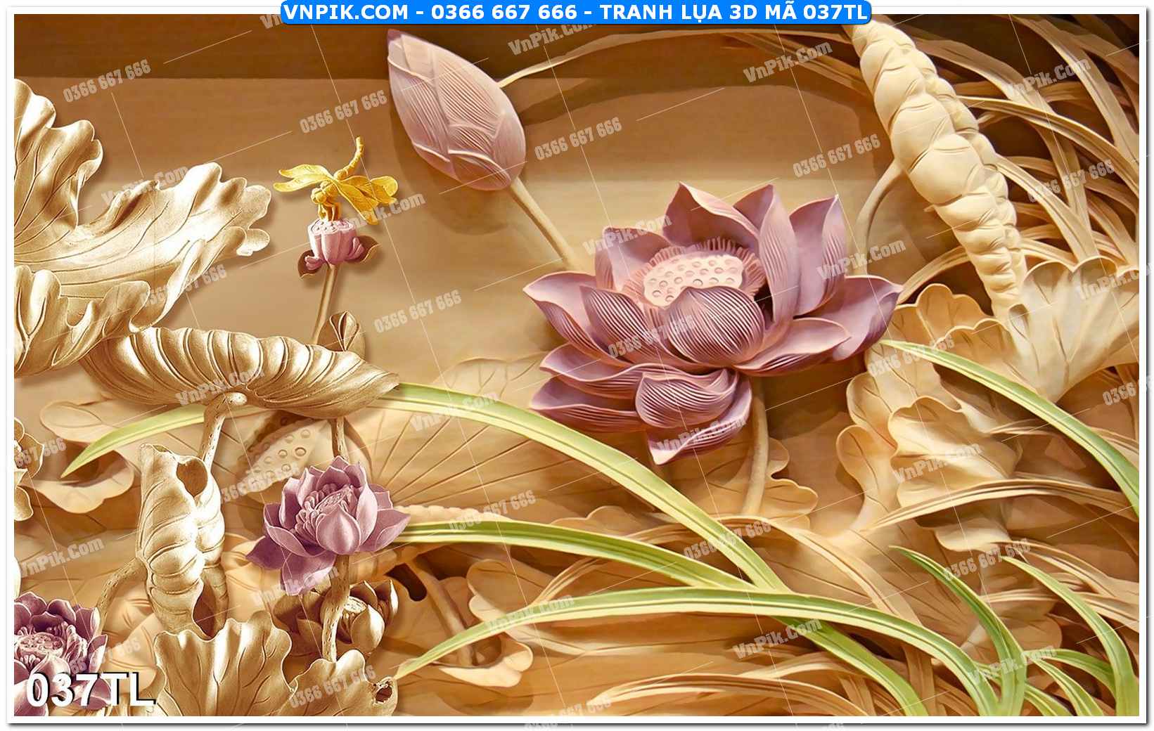 Tranh lụa 3D – Tranh trang trí dán tường 037TL