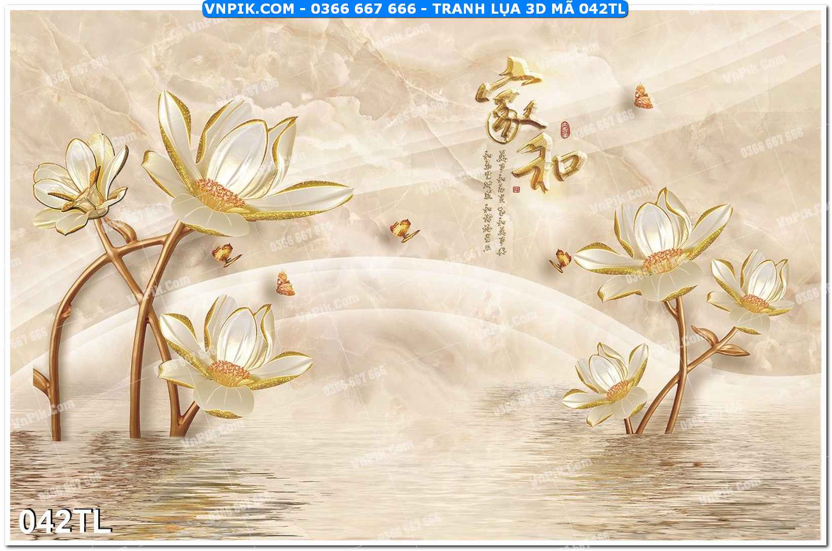 Tranh lụa 3D – Tranh trang trí dán tường 042TL