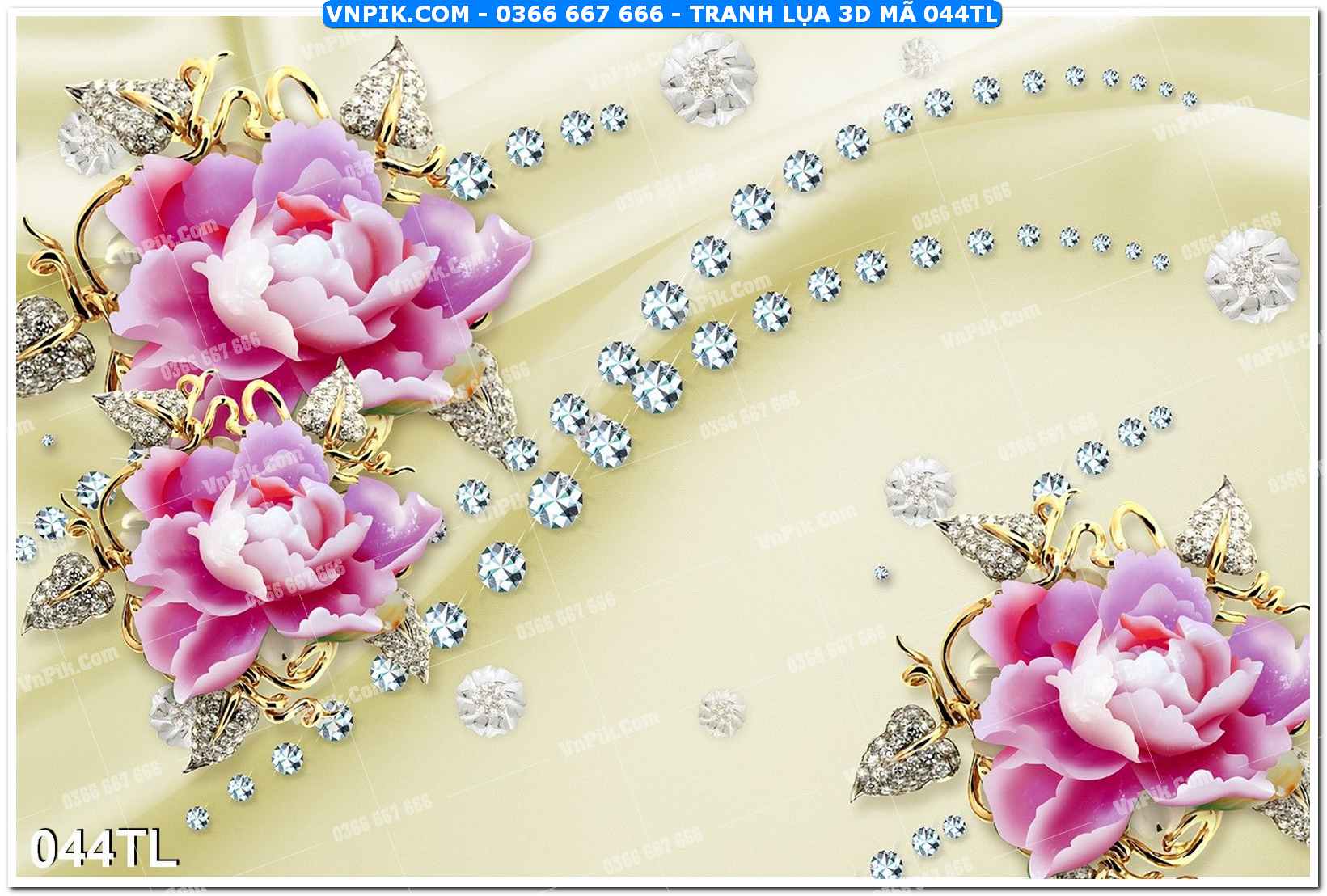 Tranh lụa 3D – Tranh trang trí dán tường 044TL