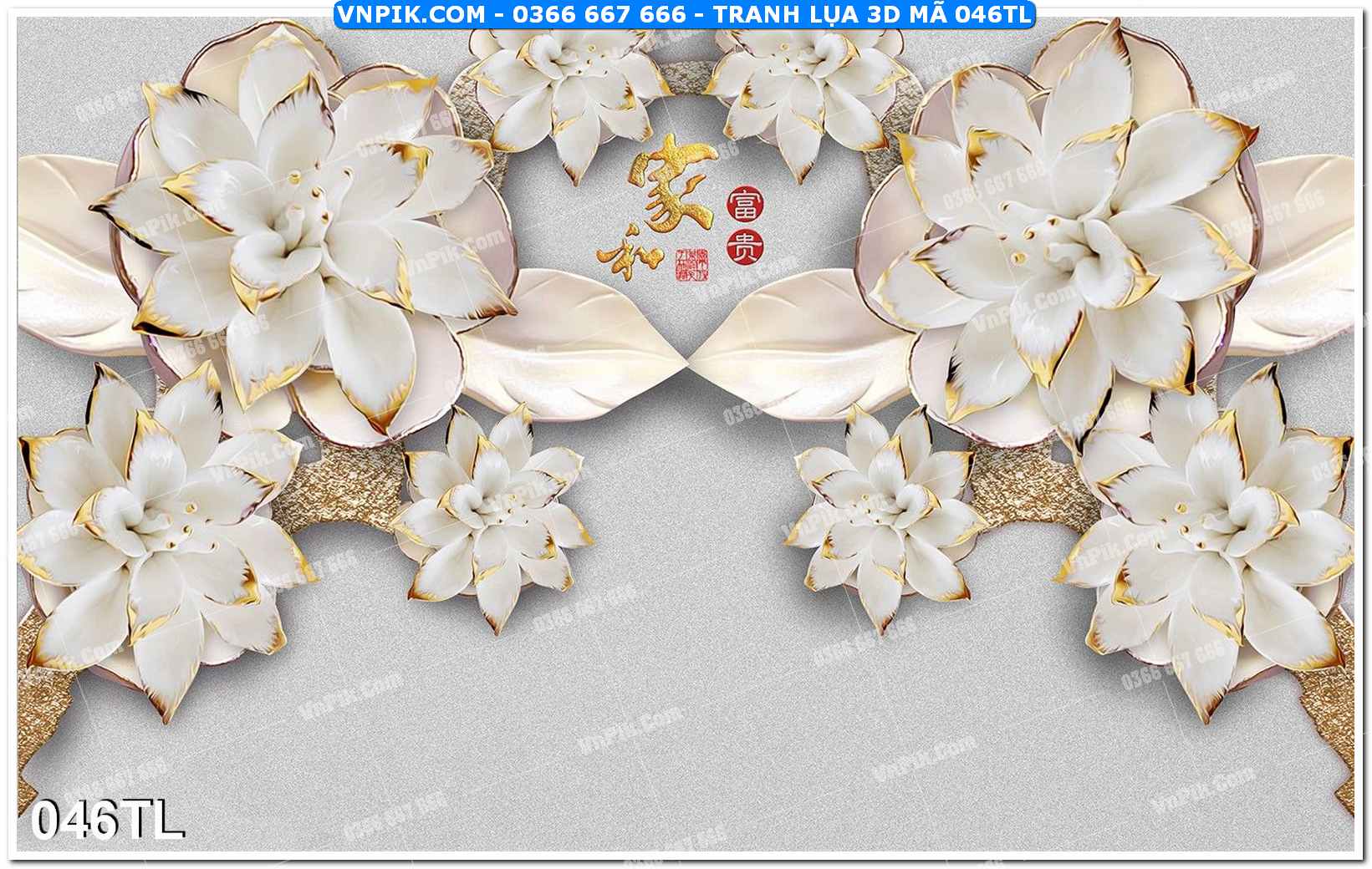 Tranh lụa 3D – Tranh trang trí dán tường 046TL