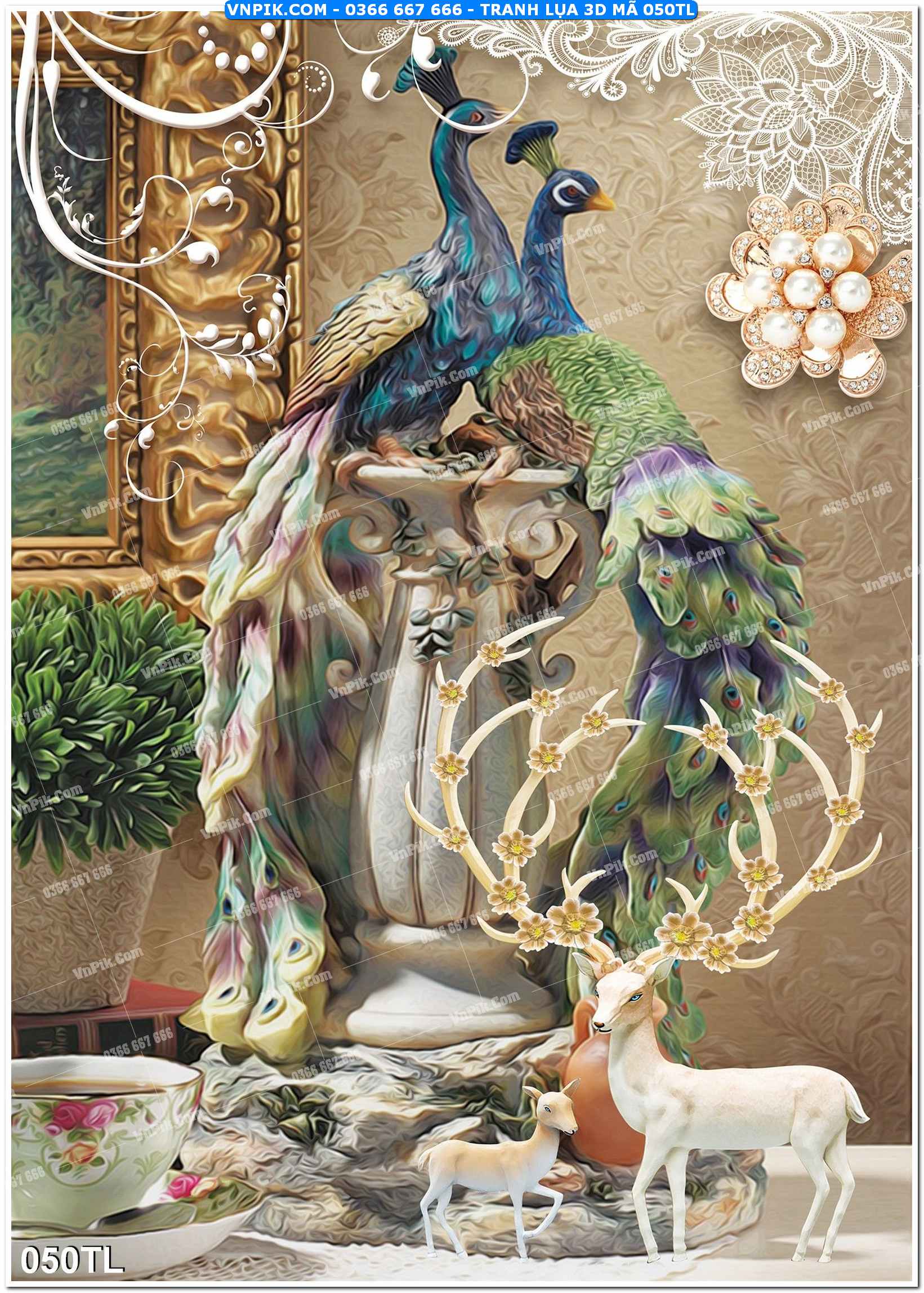 Tranh lụa 3D – Tranh trang trí dán tường 050TL