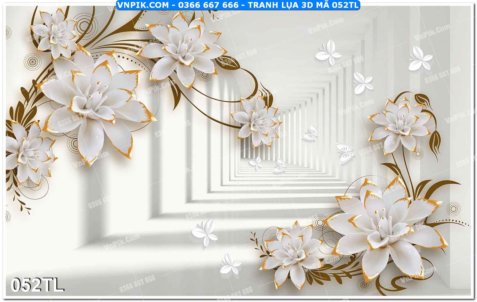 Tranh lụa 3D – Tranh trang trí dán tường 052TL