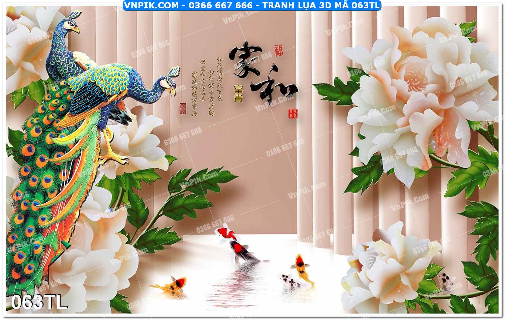 Tranh lụa 3D – Tranh trang trí dán tường 063TL