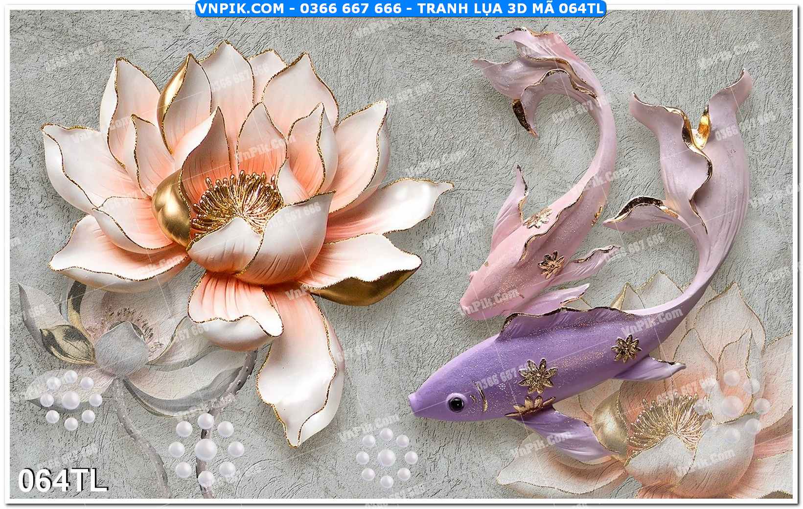 Tranh lụa 3D – Tranh trang trí dán tường 064TL