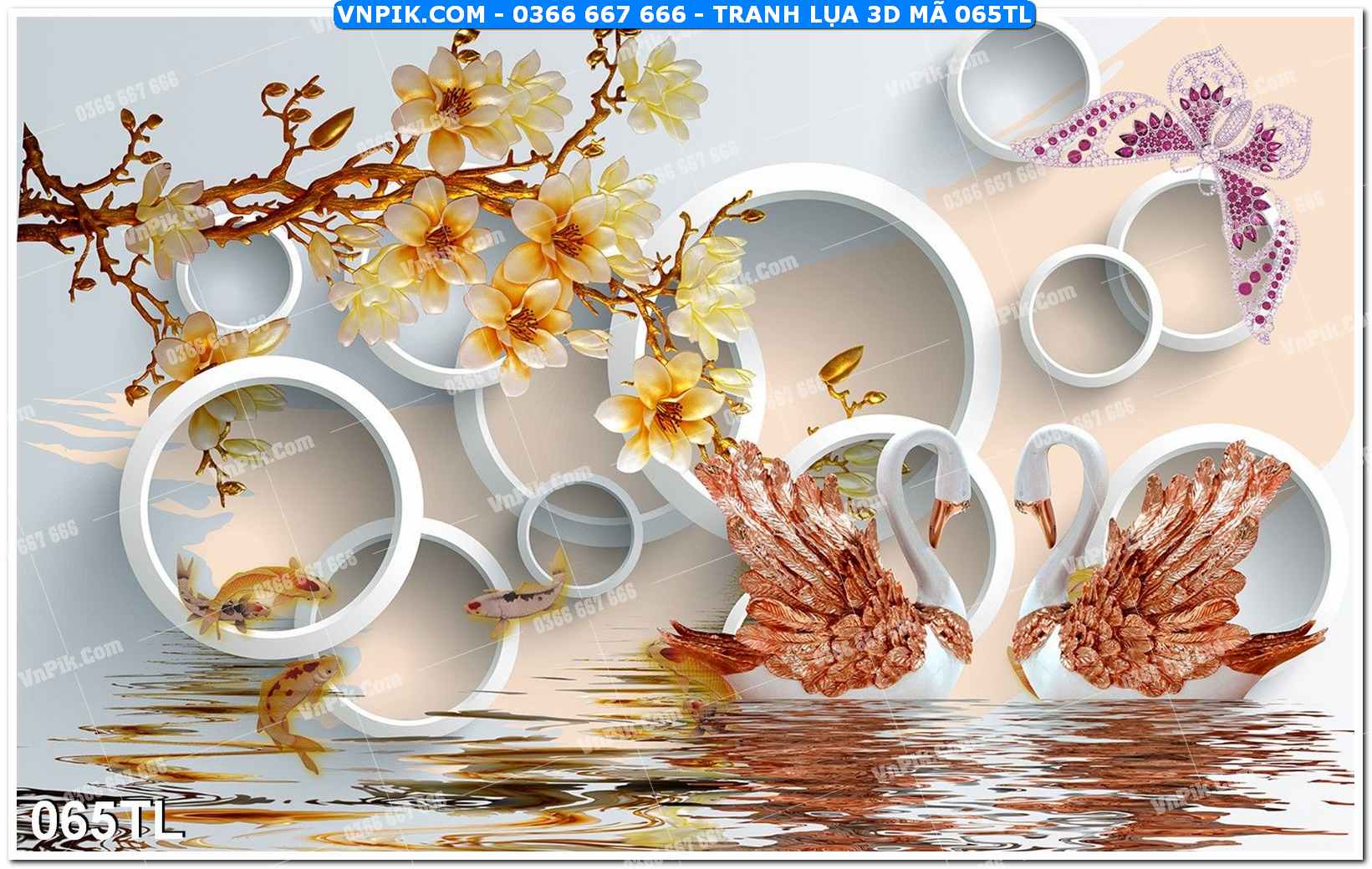 Tranh lụa 3D – Tranh trang trí dán tường 065TL