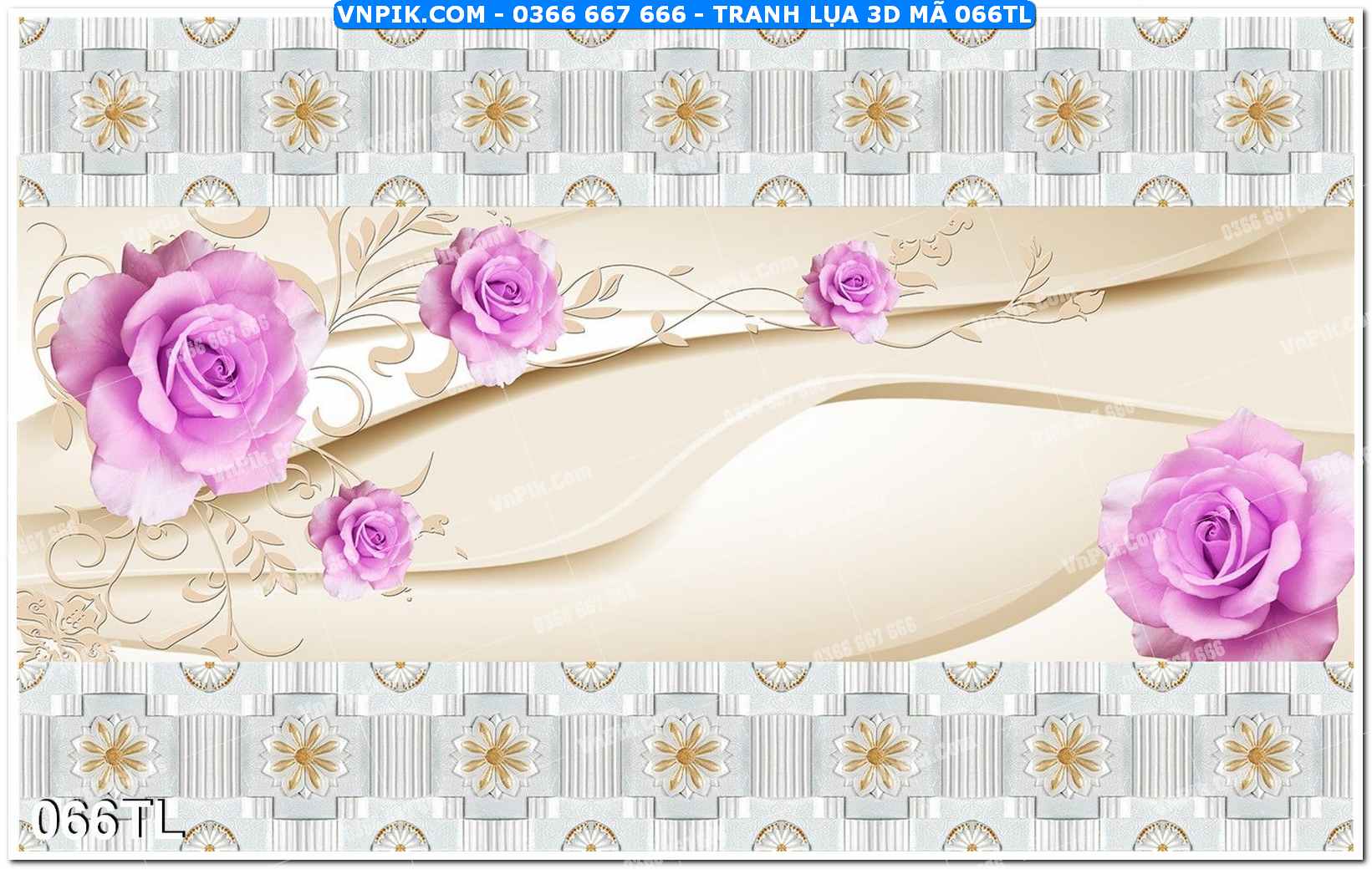 Tranh lụa 3D – Tranh trang trí dán tường 066TL