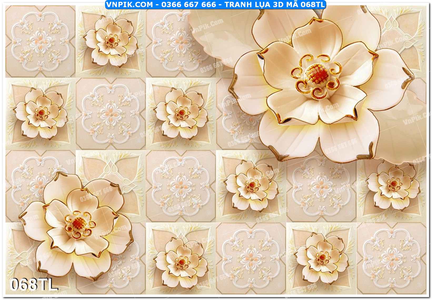 Tranh lụa 3D – Tranh trang trí dán tường 068TL