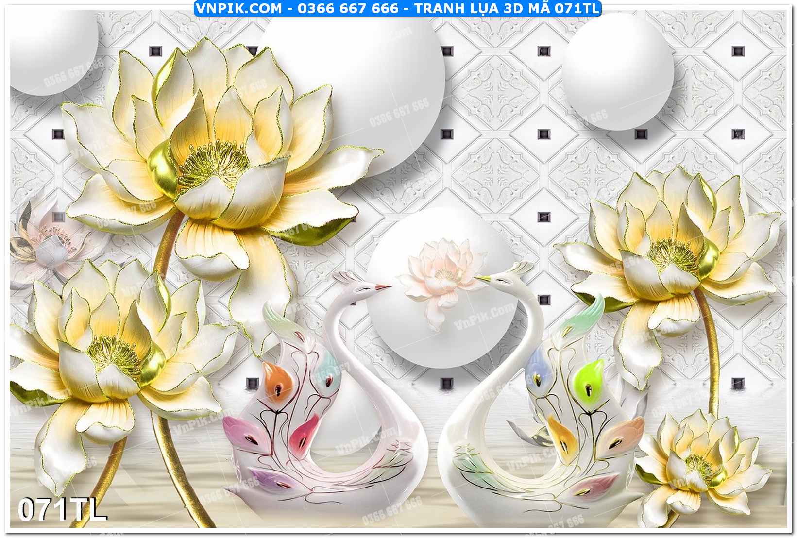 Tranh lụa 3D – Tranh trang trí dán tường 071TL