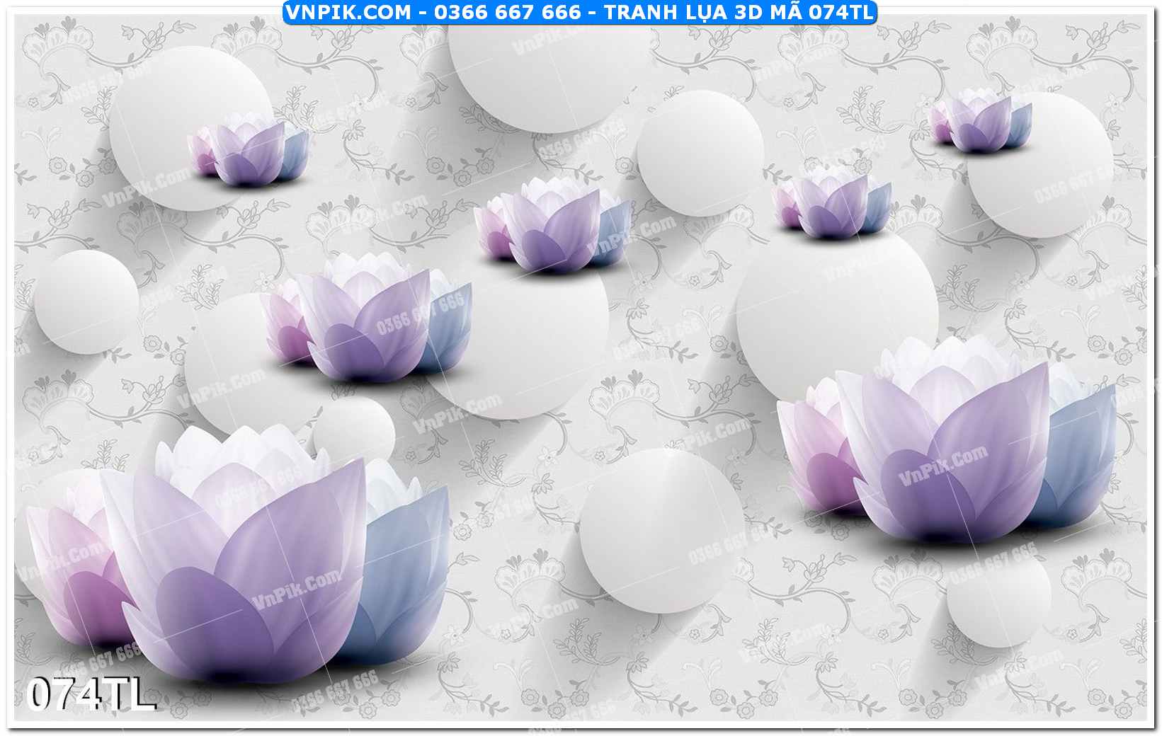 Tranh lụa 3D – Tranh trang trí dán tường 074TL