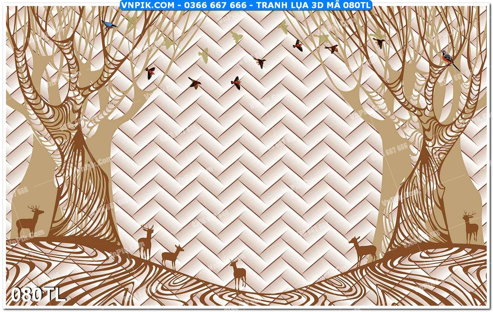 Tranh lụa 3D – Tranh trang trí dán tường 080TL