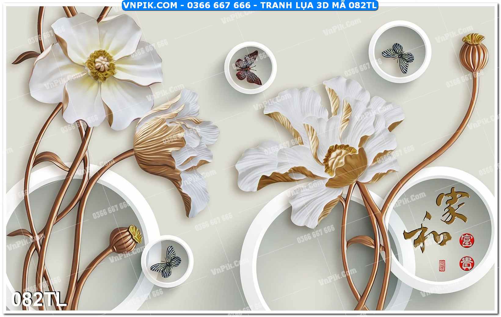 Tranh lụa 3D – Tranh trang trí dán tường 082TL