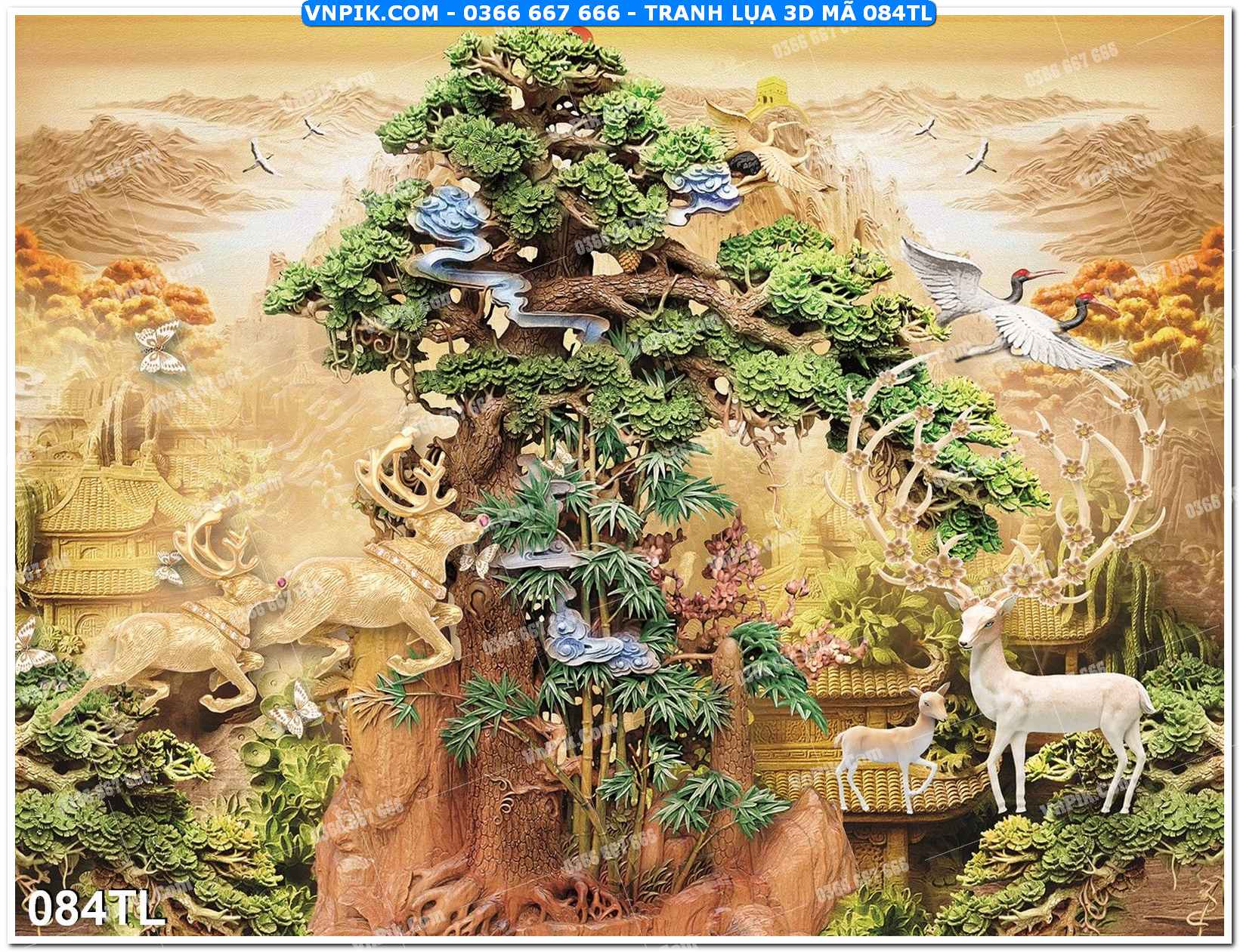 Tranh lụa 3D – Tranh trang trí dán tường 084TL