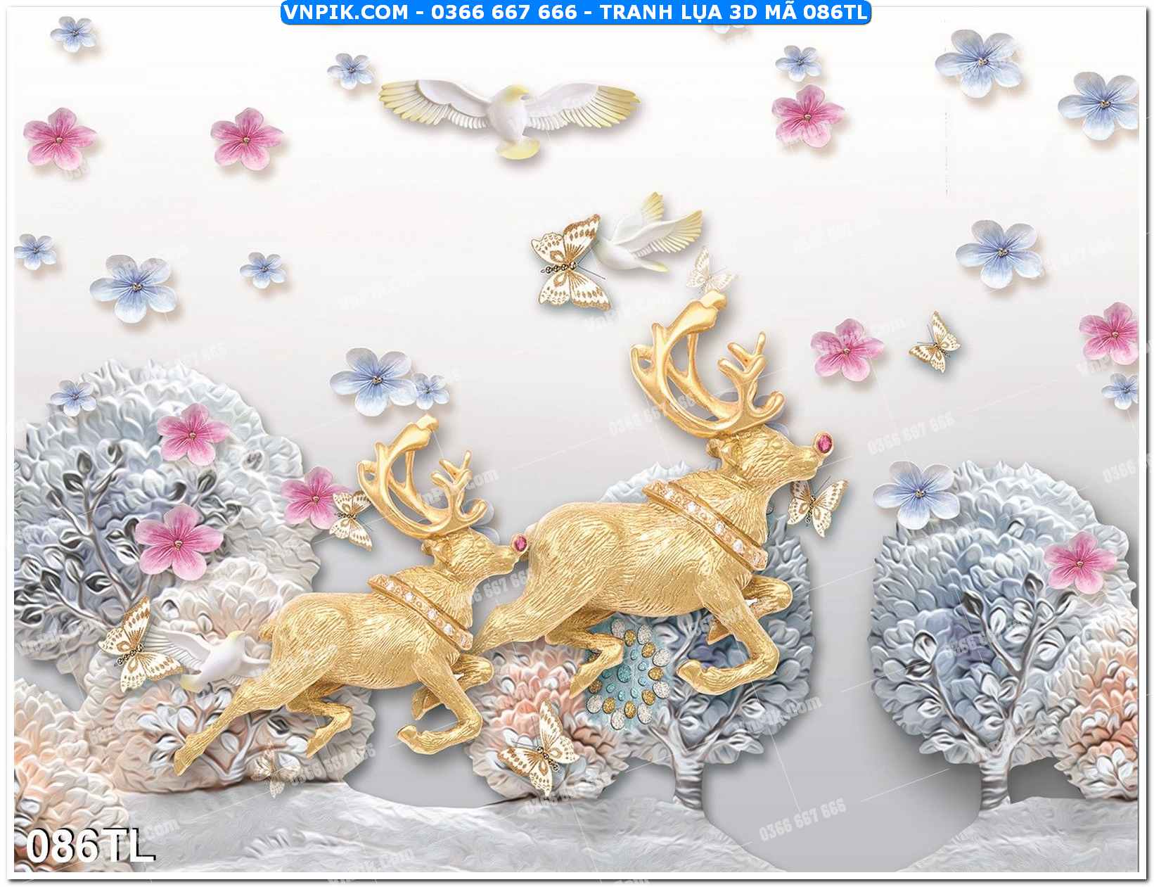 Tranh lụa 3D – Tranh trang trí dán tường 086TL