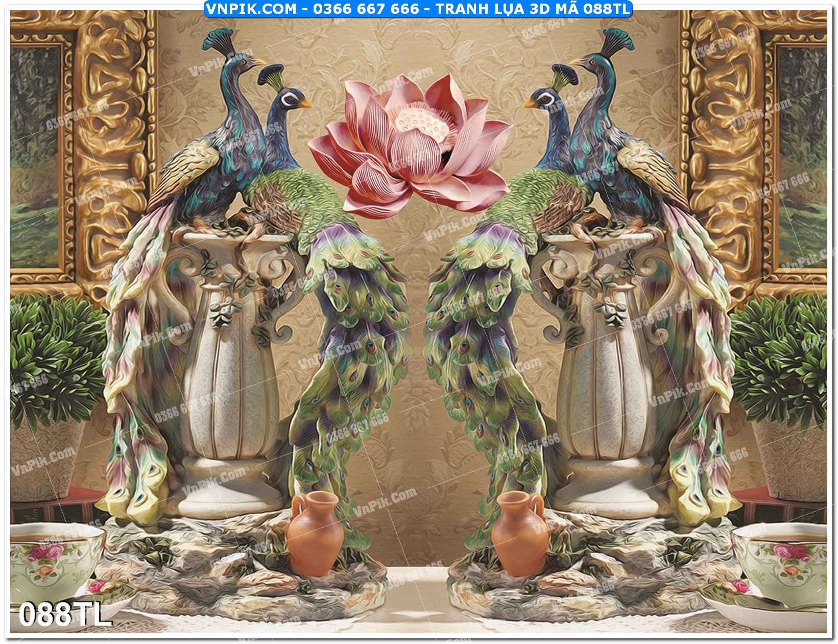 Tranh lụa 3D – Tranh trang trí dán tường 088TL