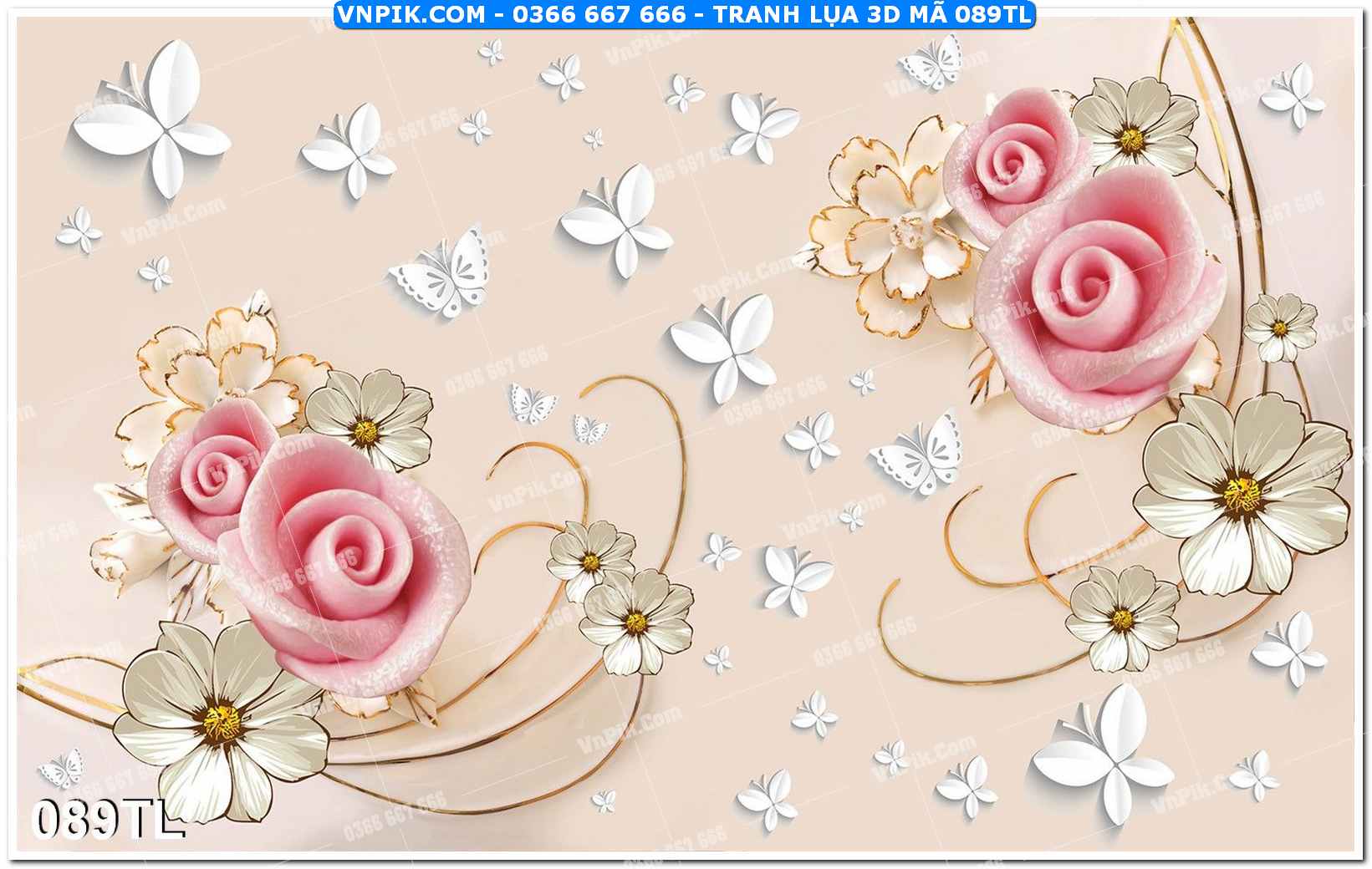 Tranh lụa 3D – Tranh trang trí dán tường 089TL