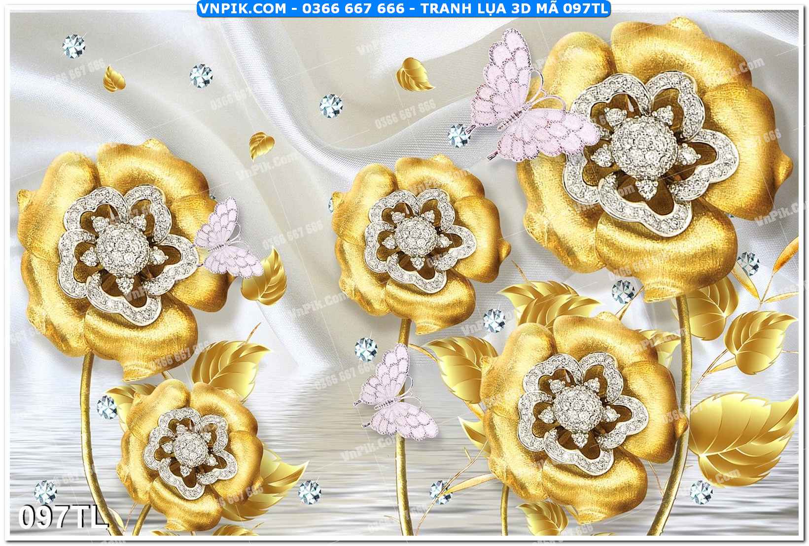 Tranh lụa 3D – Tranh trang trí dán tường 097TL