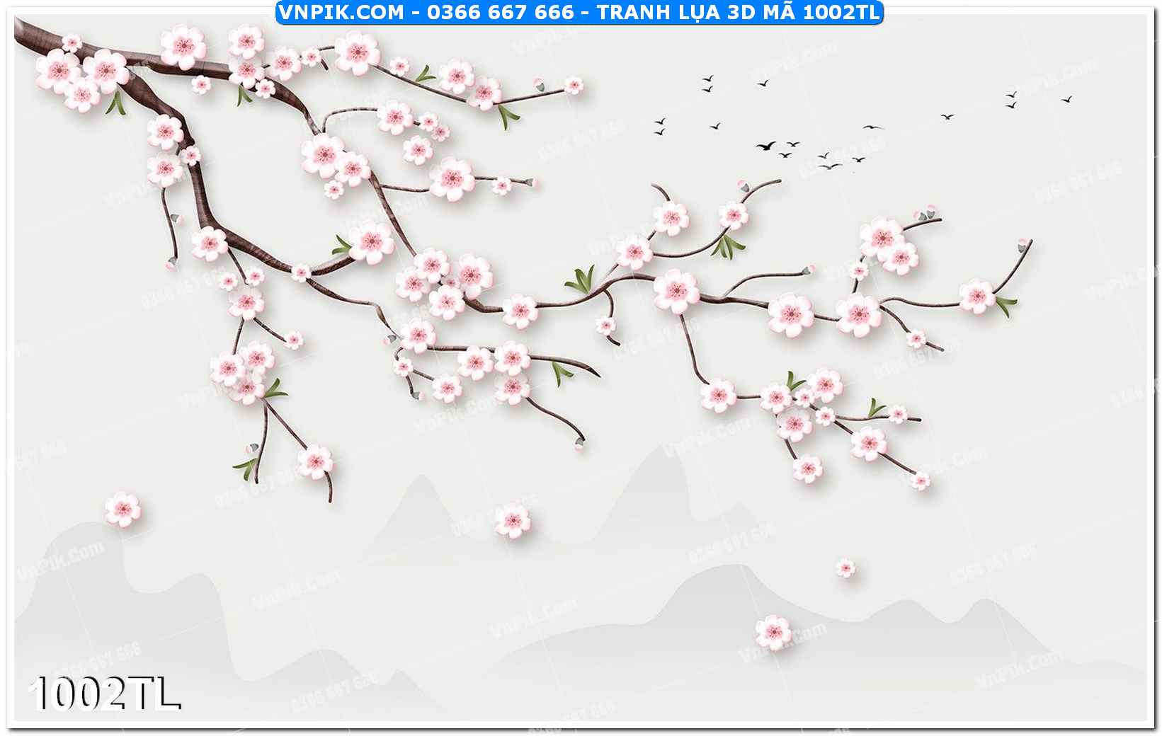 Tranh lụa 3D – Tranh trang trí dán tường 1002TL