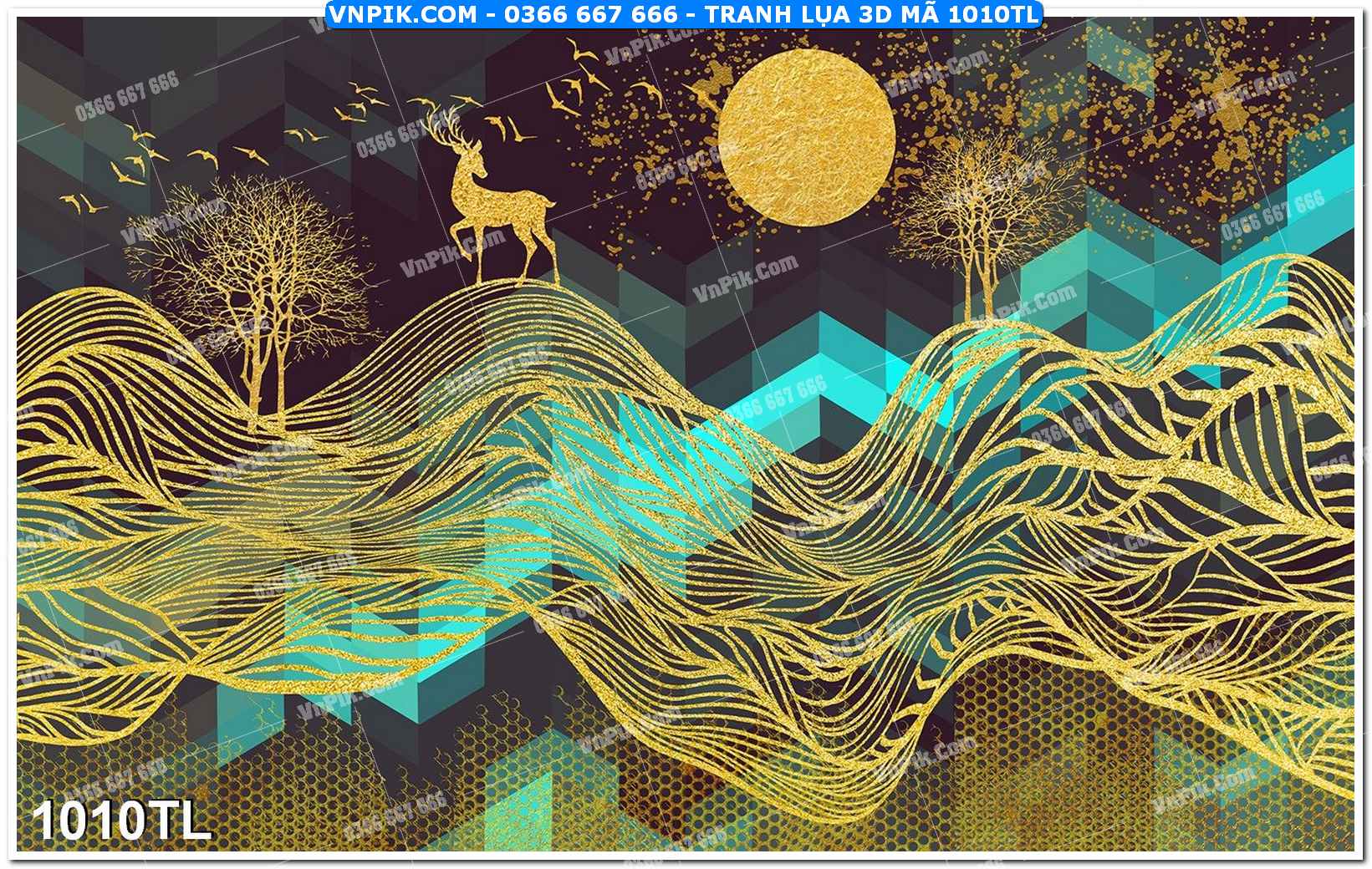 Tranh lụa 3D – Tranh trang trí dán tường 1010TL